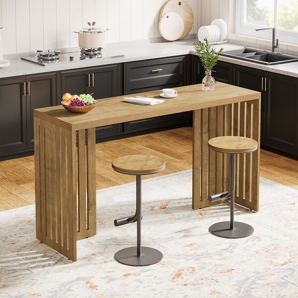 63-Inch Bar Table, Industrial Counter Height Pub Table with