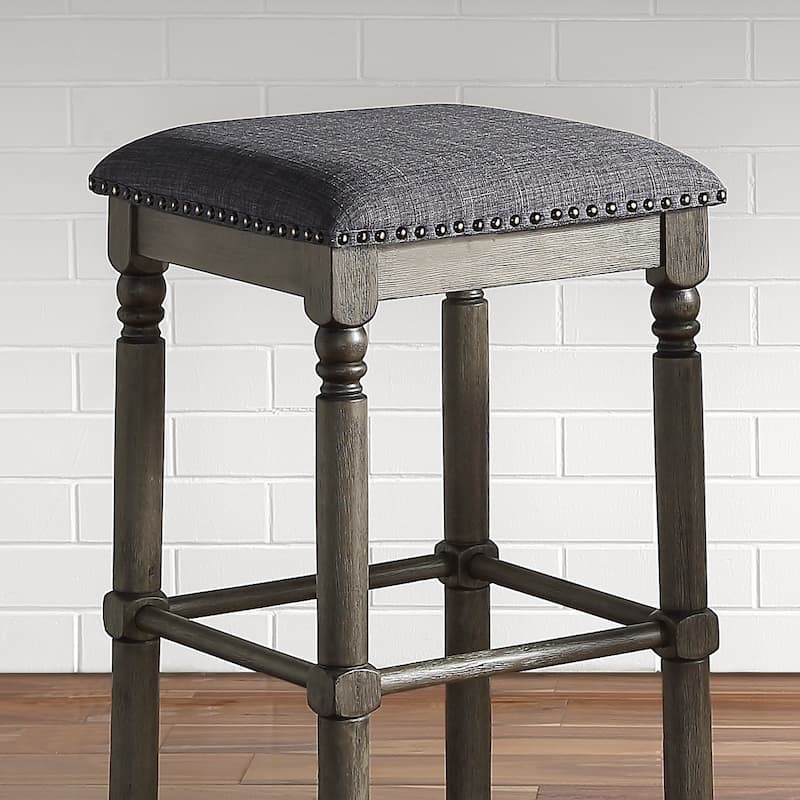 Roundhill Furniture Arnhem Wood Upholstered Counter Height Stool, Set of 2