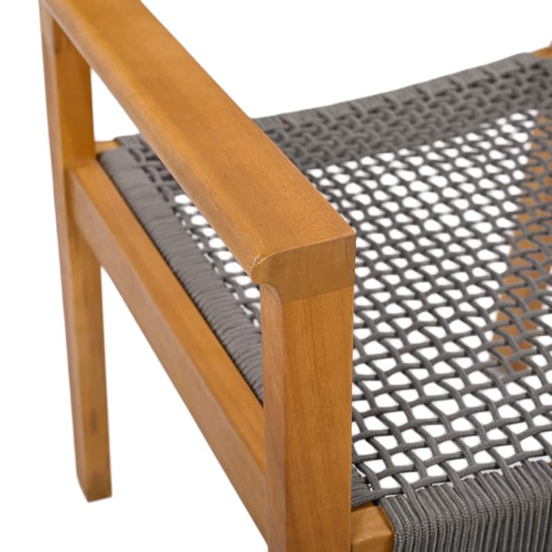 Christopher Knight Home Outdoor 5-Piece Acacia Wood Dining Sets with Rope Accent Chairs
