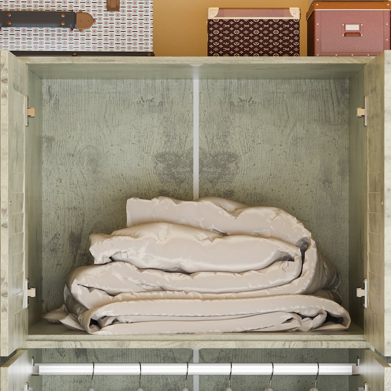 Modern 4-Door Wood Bedroom Armoire in White Closet Cabinet Wardrobe