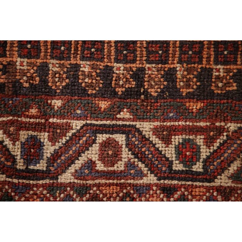 Tribal Orange Qashqai Persian Vintage Rug Hand-Knotted Wool Carpet - 5'4"x 8'0"