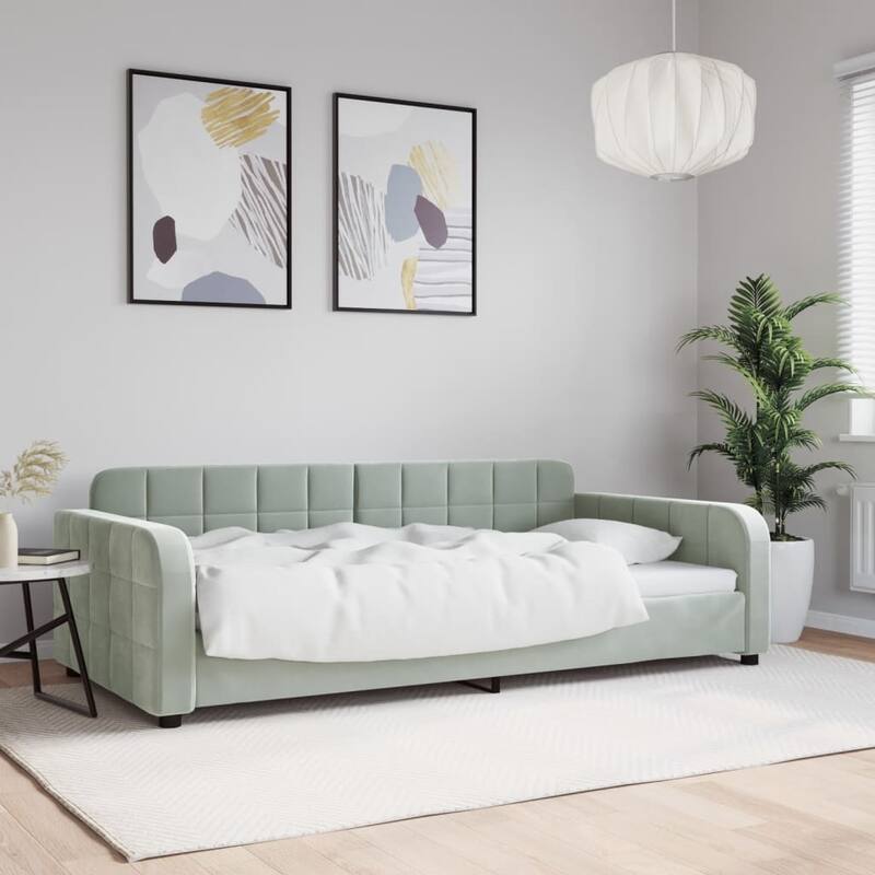 vidaXL Day Bed Upholstered Sofa Bed Daybed for Bedroom Living Room Velvet - Light gray