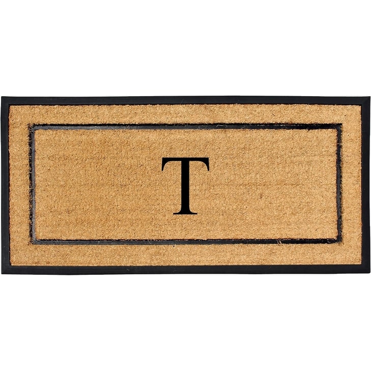 A1 Home Collections Natural Coir & Rubber Large Monogrammed Door Mat