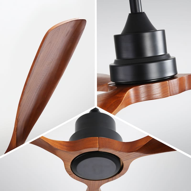 Sofucor 48"Ceiling Fan without Light, Solid Wood Blades for Living Room, Bedroom