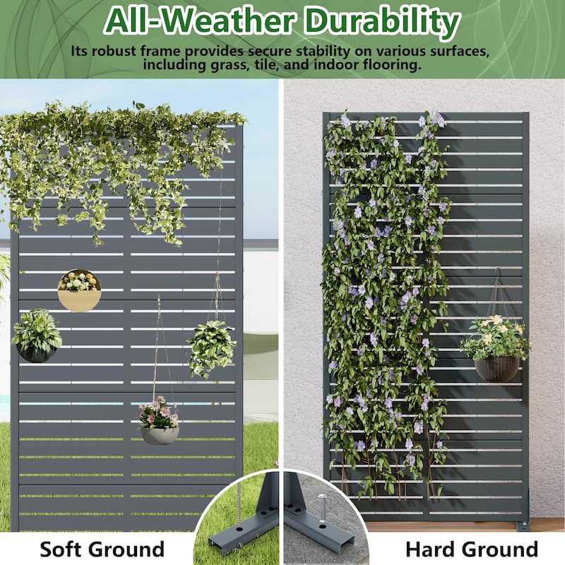 72in Dovelina Outdoor Freestanding Metal Privacy Screen Decorative Garden Fence