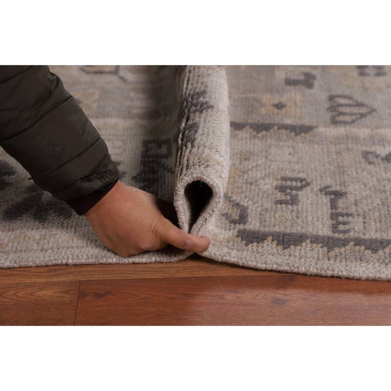 Geometric Heriz Serapi Indian Area Rug Hand-Knotted Wool Carpet - 8'9"x 11'8"