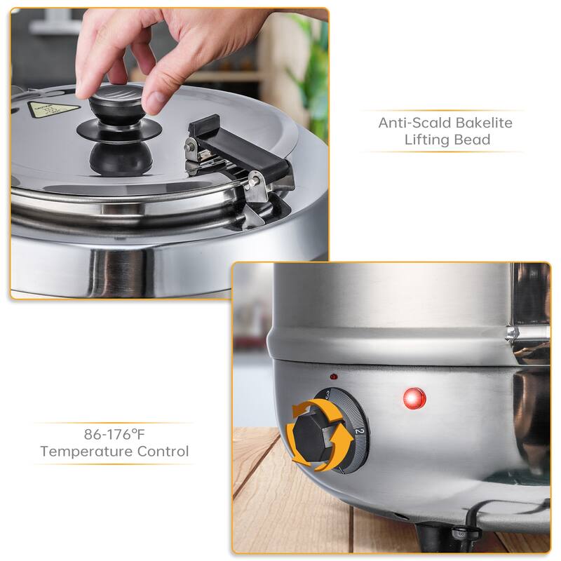 10.5QT Commercial Soup Kettle Warmer in Stainless Steel - 10.5 Quart