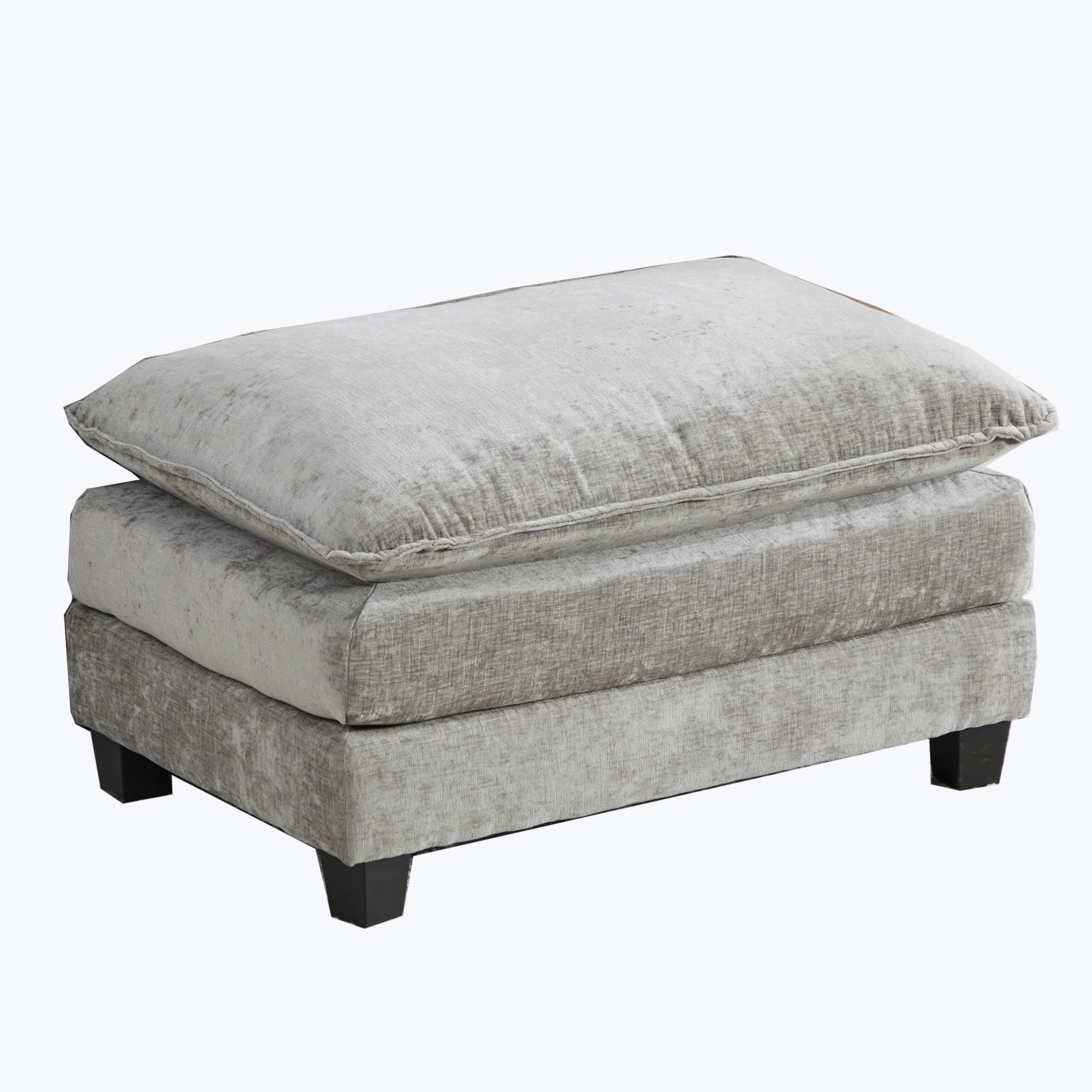 Roomfitters Ottoman, Modern Upholstered Footstool Padded Rest Pouf Storage Bench Coffee Table Seat for Living Room, Gray