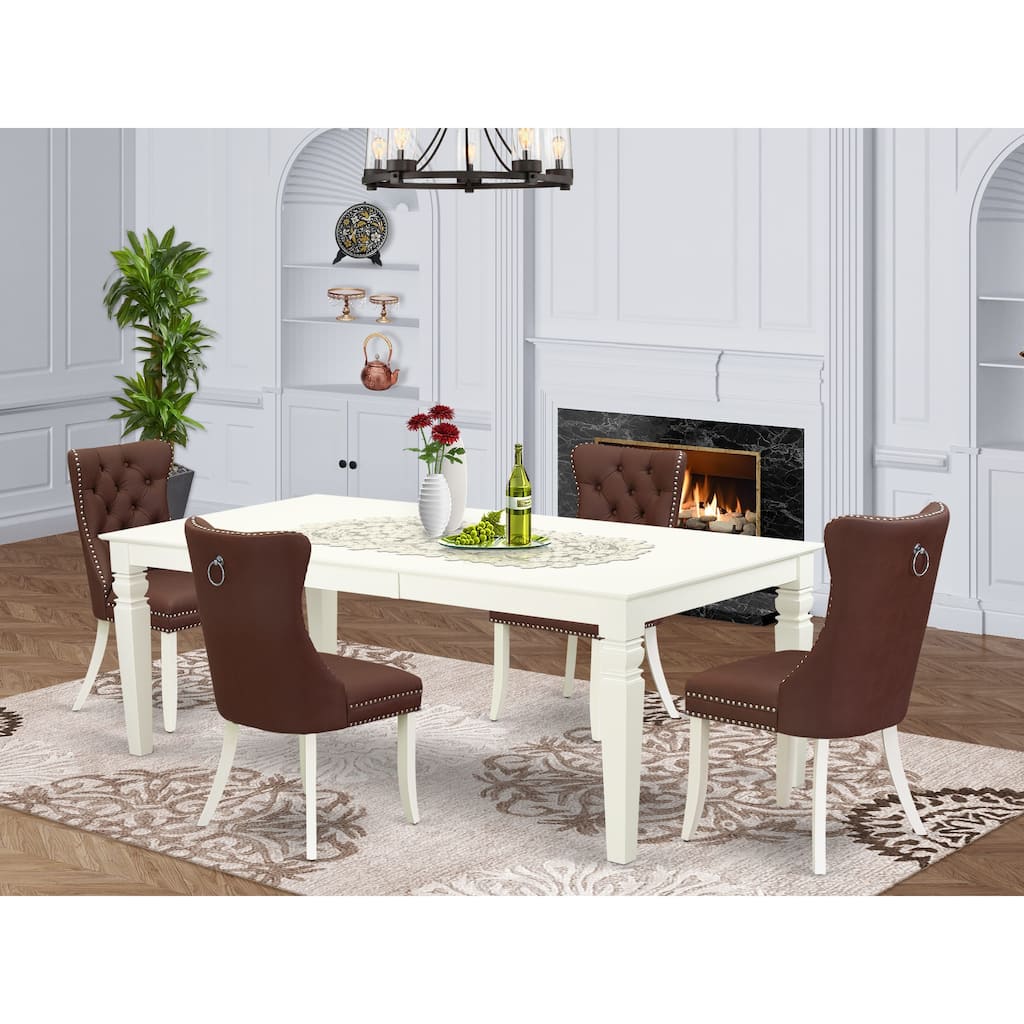East West Furniture Dining Set Consists of a Rectangle Kitchen Table and Chairs, Linen White (Pieces Options)