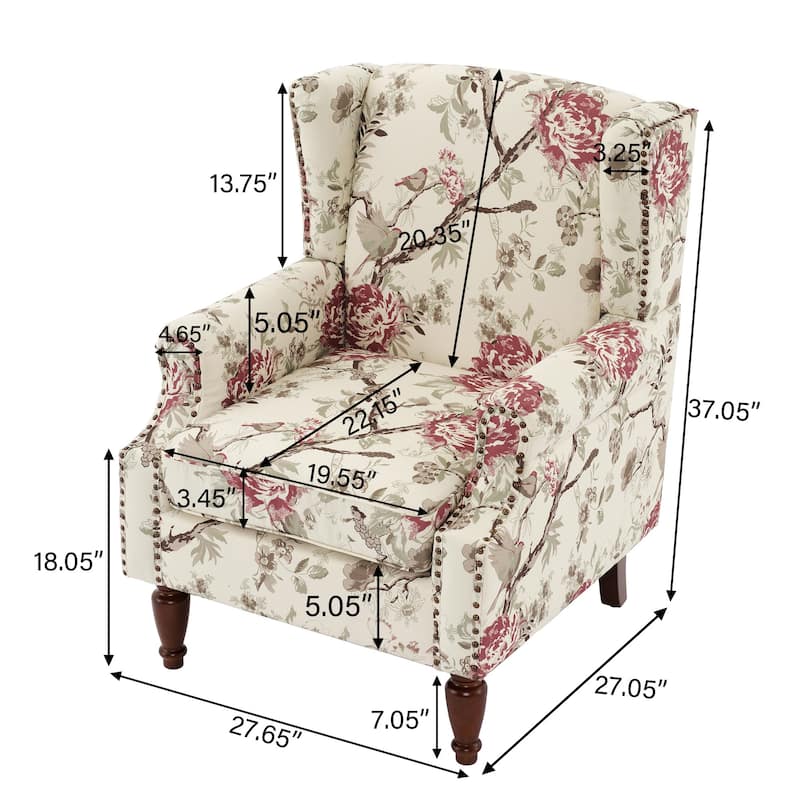 Patterned Upholstered Accent Chair for Living Room