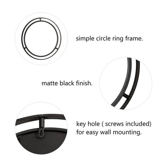 Glitzhome Oversized Iron-framed Round Wall Mirror