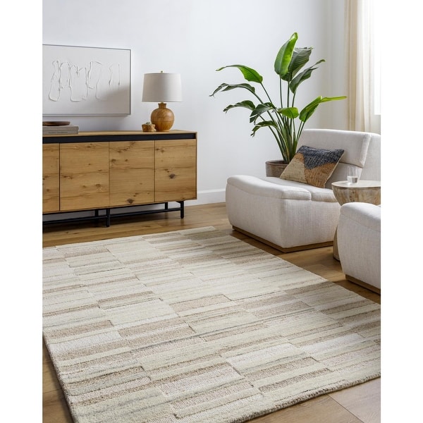 slide 2 of 14, Livabliss La Puna Cottage Striped Area Rug Taupe - 2' x 3'