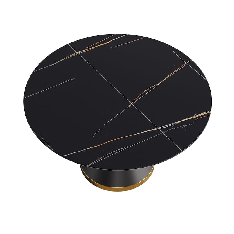 53.15"Modern artificial stone round carbon steel base dining table-can accommodate 6 people