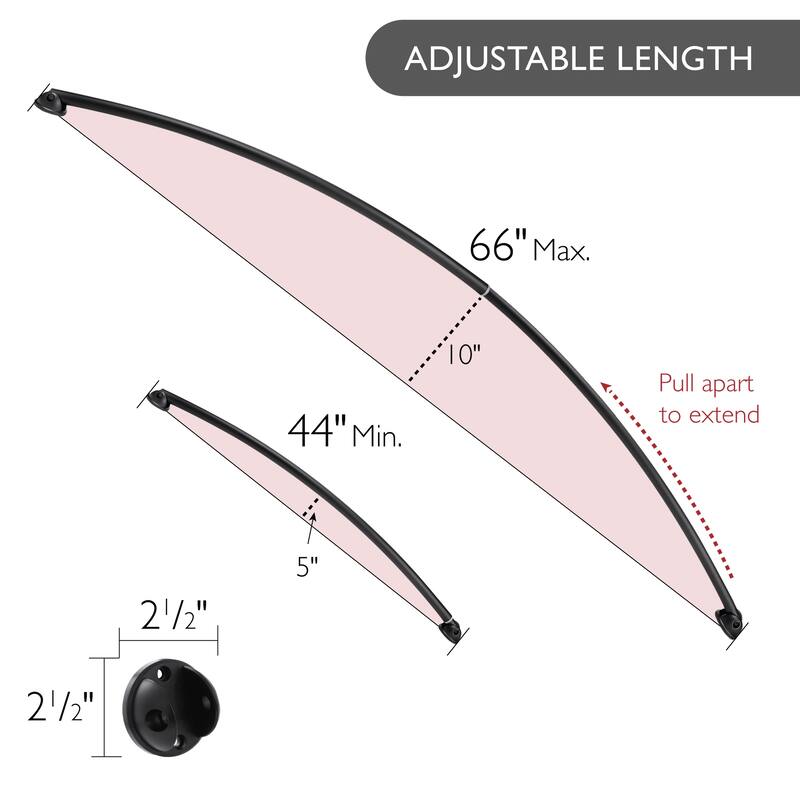 Design House Adjustable Curved Shower Rod Matte Black Shower Curtain Rod - 44-Inch to 66-Inch