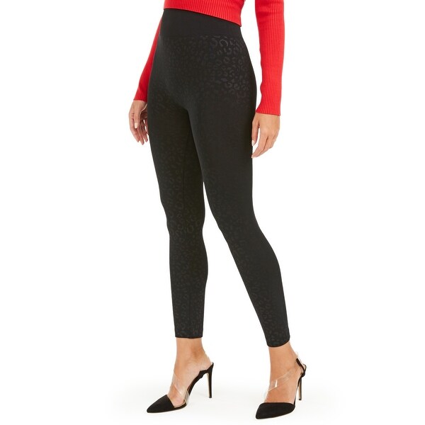 INC Women's Seamless Animal-Print High-Waisted Leggings, Black, XS/S. Opens flyout.