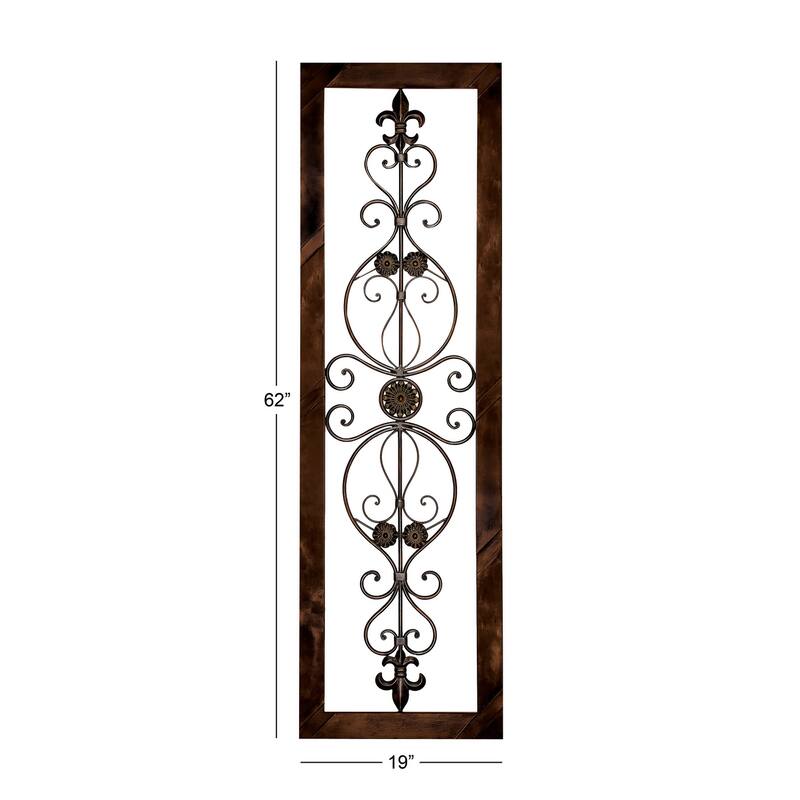Metal Scroll Ornate Wall Decor with Black Frame - Brown - Roche River Decor