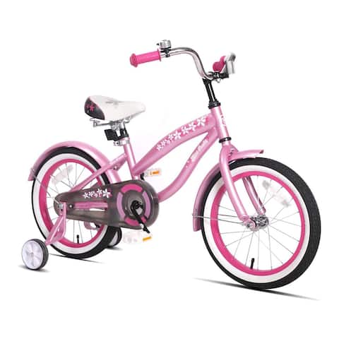 Joystar Beach Cruiser 14 Inch Kids Toddler Bicycle with Training Wheels, Pink