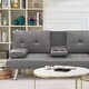 preview thumbnail 10 of 73, Modern Convertible Sleeper Sofa, Faux Leather Foldable Recliner Couch with 2 Cup Holders, Upholstered Futon Sofa Bed