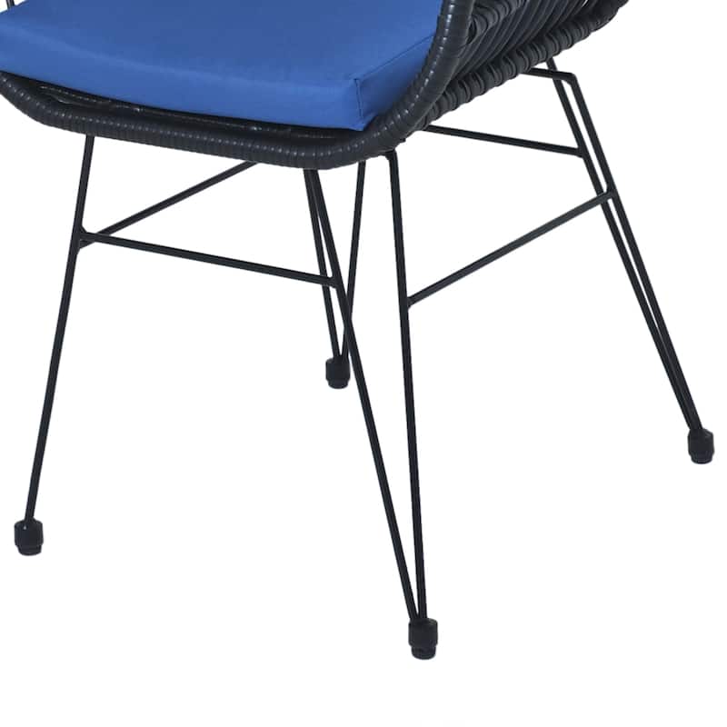 3-piece Outdoor Wicker Rattan Cushioned Bistro Set With Table