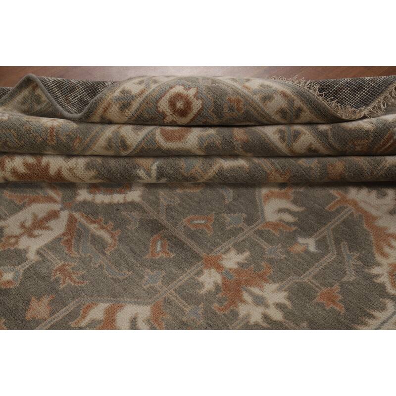 Transitional Floral Oushak Style Area Rug Handmade Wool Carpet - 7'11" x 10'1"