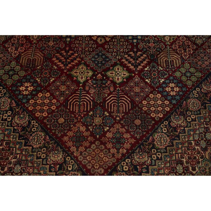 Hand Knotted Oriental 100% Wool Carpet Traditional Floral Red Isfahan Area Rug - 14' 9'' X 10' 5''