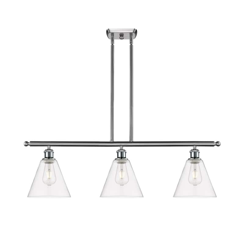 Innovations Lighting Berkshire - 3 Light 36" Stem Hung Island Light - Clear/Brushed Satin Nickel