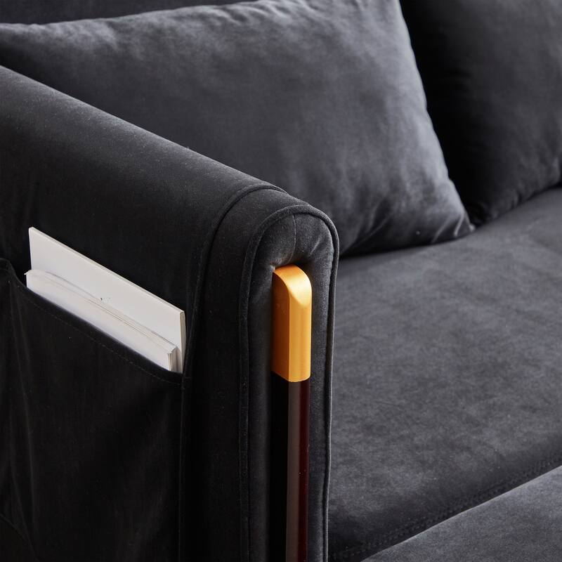 54" Velvet Pull-Out 2-Seater Sofa Bed with Adjustable Backrest & 2 Pillows