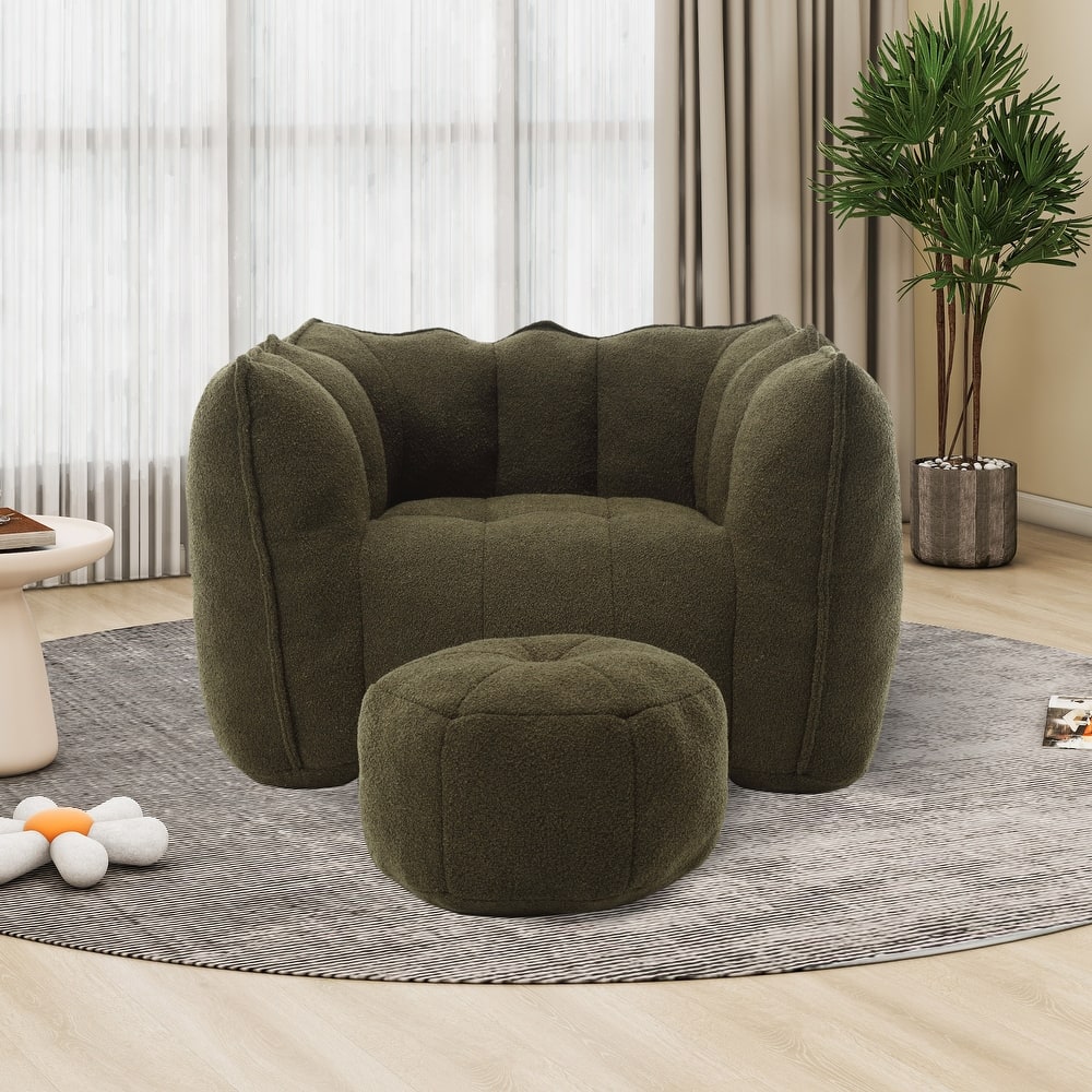 Lazy Bean Bag Couch Chairs for Adults with Ottoman