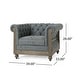 preview thumbnail 5 of 3, Roomfitters Tufted Barrel Armchair with Wood Trim, Nailhead Accents and Rolled Back for Living Room or Office, Charcoal