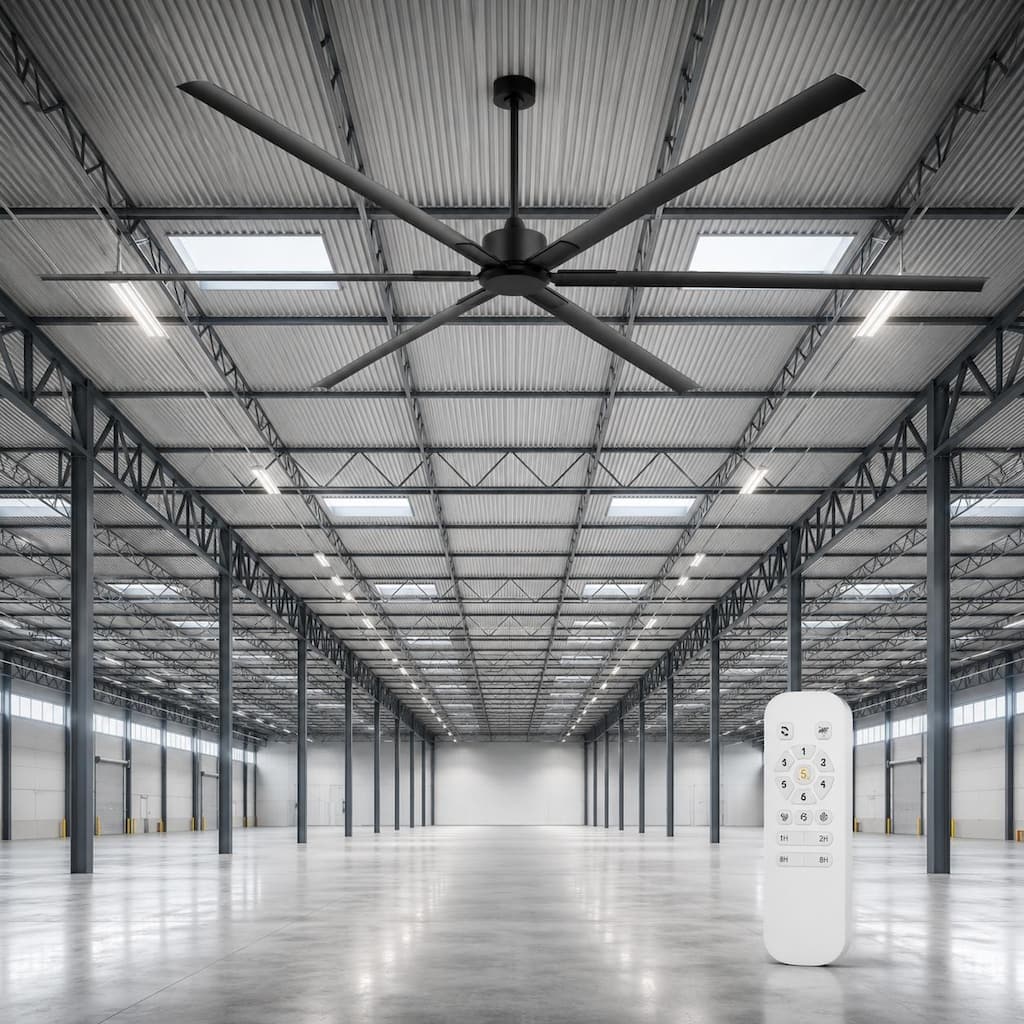 120" Large Industrial Ceiling Fan without Light, 6 Speed Remote, 6 Aluminum Blades
