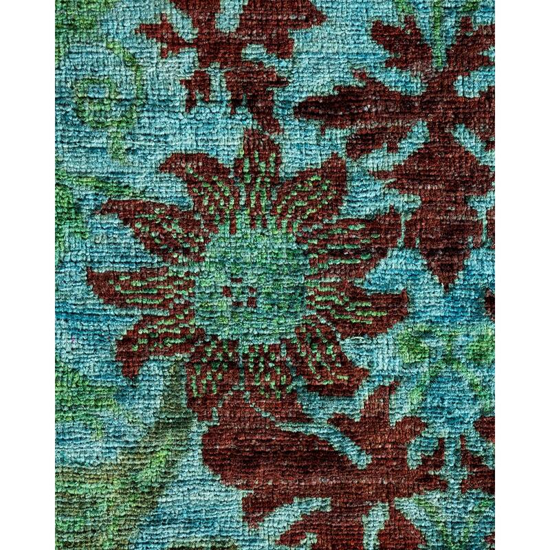 Overton Hand Knotted Wool Vintage Inspired Modern Contemporary Overdyed Light Blue Area Rug - 9' 1" x 11' 10"