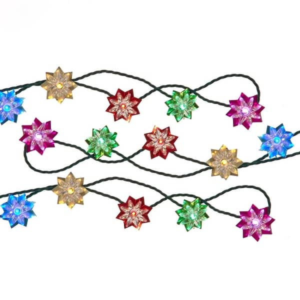 slide 2 of 5, Kurt Adler 15.7-Foot UL 20-Light Multicolor LED Clear Lotus Flower Light Set With Green Wire
