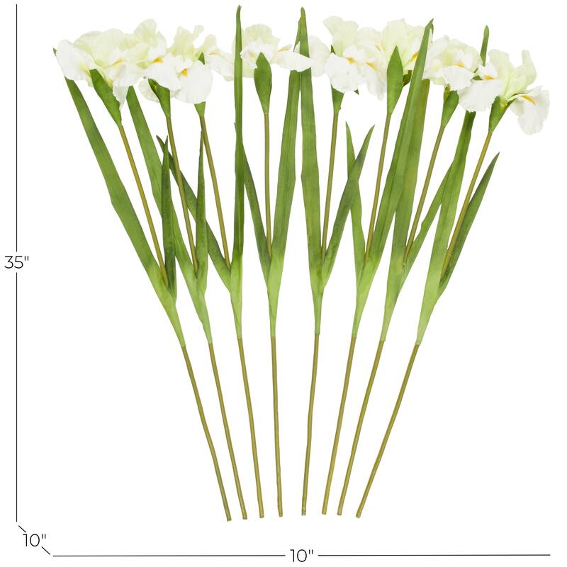 White Polyester Tall Iris Artificial Flower Stem (Set of 8)