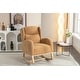 preview thumbnail 2 of 98, Teddy Fabric Upholstered Rocking Armchair with Solid Wood Frame & Legs, Cozy Ergonomic Lounge Chair with Soft Cushioning