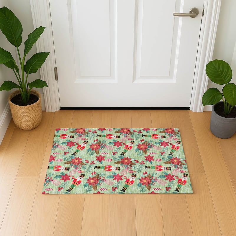 Premium Washable Super Soft Holiday Nutcracker Mayfield Rug - Aloe - 1'8" x 2'6"