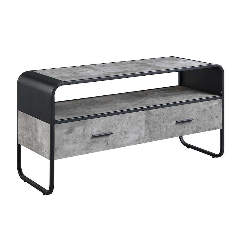 39" TV Stand with Faux Concrete Shelving & Drawers for TVs Up to 42"