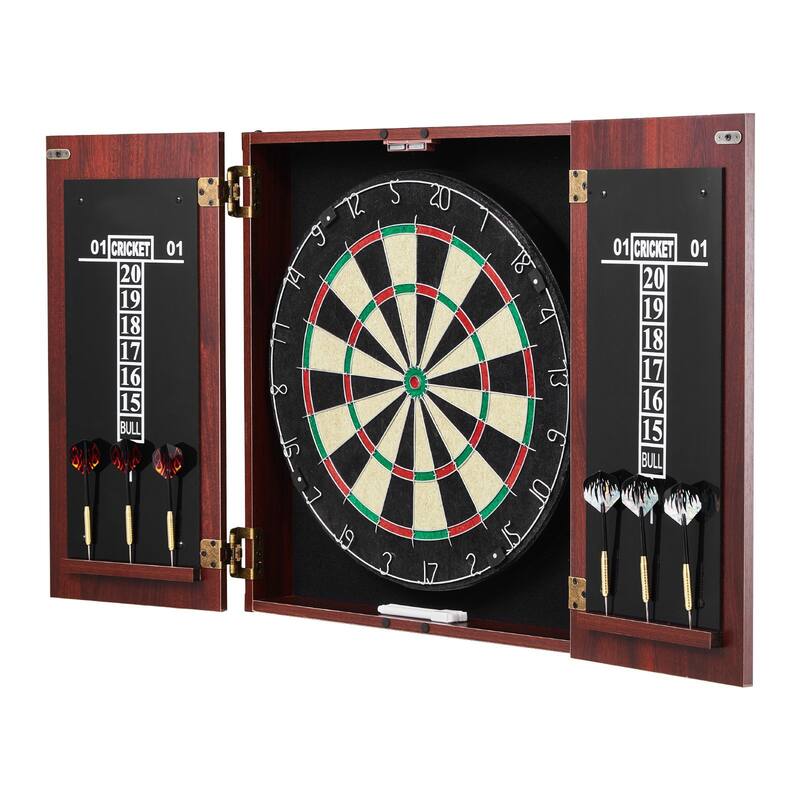 Official Size Cabinet Complete Accessory Steel Tip Dartboard with Rotatable Steel Number Ring - 18"x1.5"