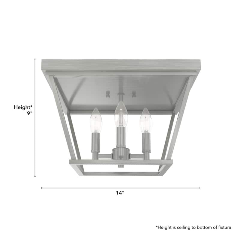 Hunter Laurel Ridge 4-Light Flush Mount Ceiling Light - Entry, Hallyway, Bathroom - Modern Farmhouse, Industrial - Damp Rated!
