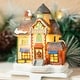 preview thumbnail 4 of 14, Glitzhome 6"H Christmas Lighted Resin House Stocking Holders Mantel Ornament (Set of 3)