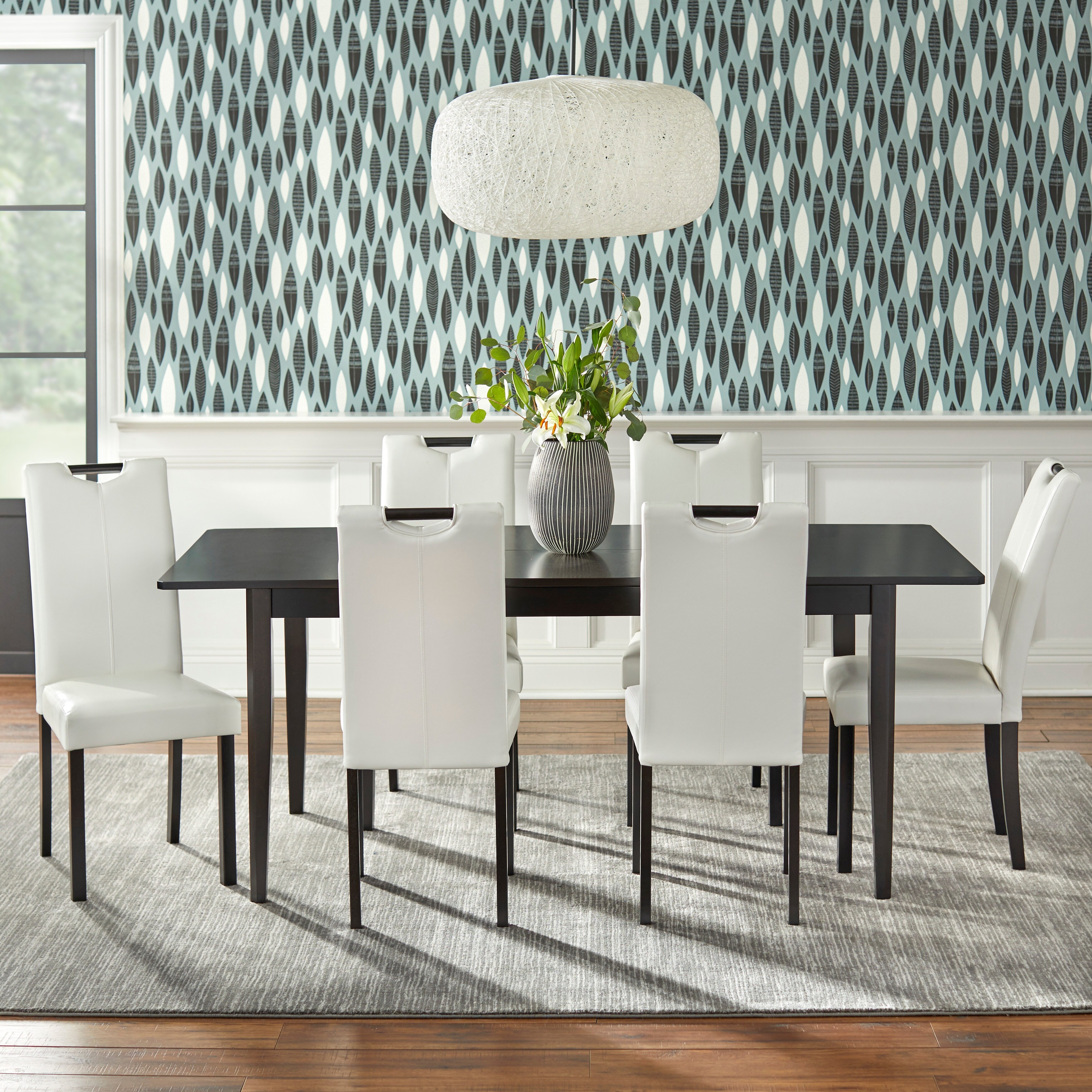 Shop Simple Living Tilo White Faux Leather And Wengewood 7 Piece