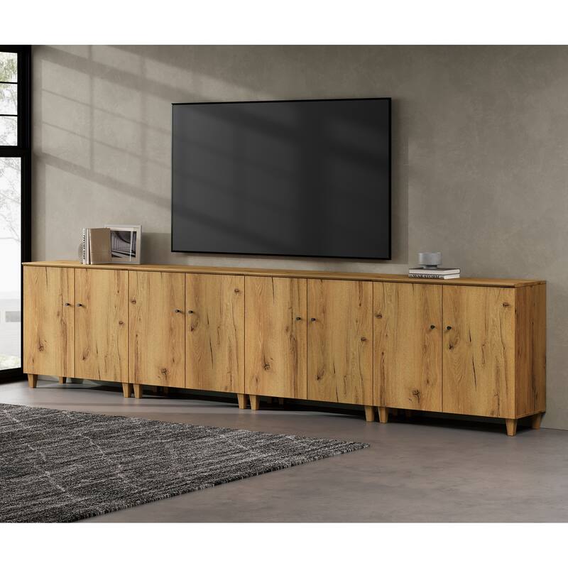 WAMPAT Modern TV Stand, Tall Entertainment Center with Doors