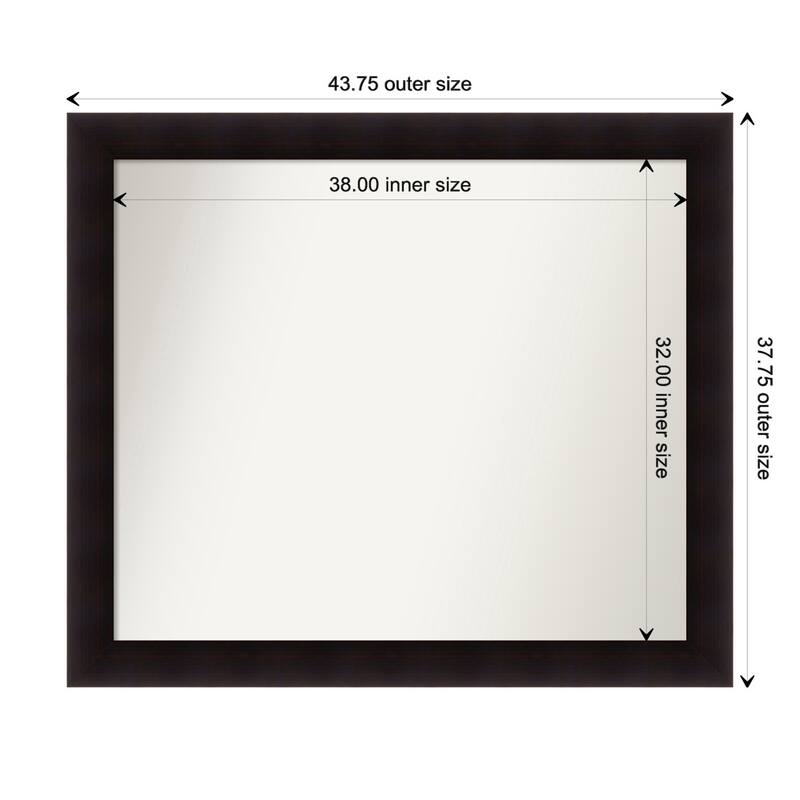 Portico Espresso Framed Non-Beveled Custom Wall Mirror, Bathroom Vanity Mirror - Outer Size: 43.75 x 37.75