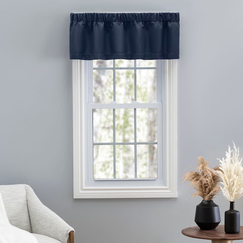 Premium Grasscloth Sheen Tailored Curtain Valance 54"W x 15"L - 54"W x 15"L - Navy