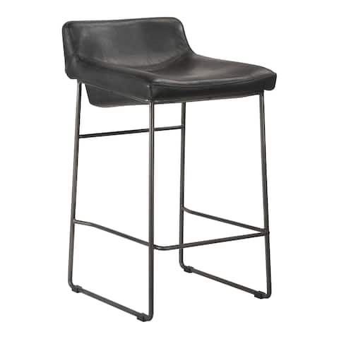Aurelle Home Stina Modern Leather and Iron Counter Stools (Set of 2)