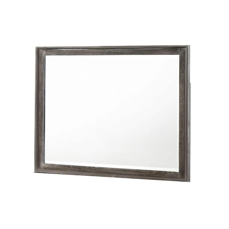 Zavi 32 x 40 Dresser Mirror, Rectangular, Glass, Nutmeg Brown Finish