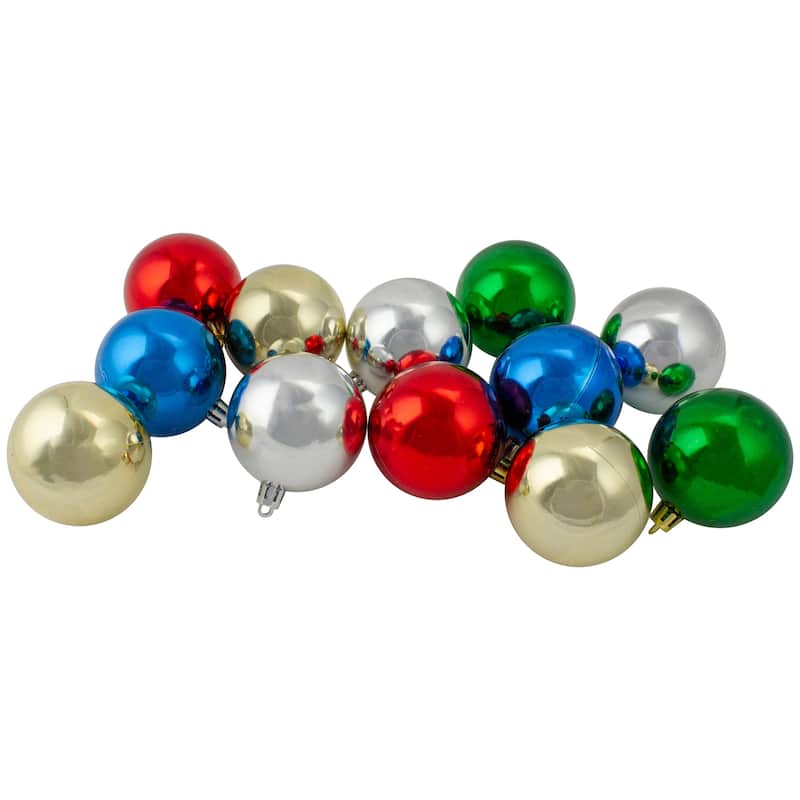 24ct Silver and Green Shatterproof 2-Finish Christmas Ornaments 2.5"