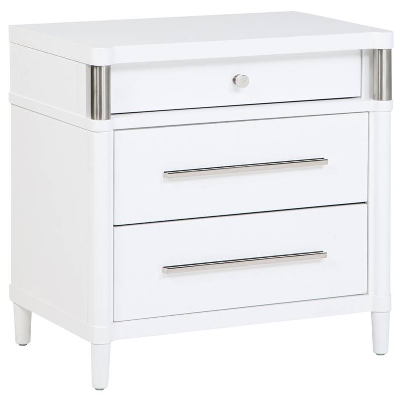 Gracemont 3-drawer Bedroom Nightstand Bedside Table White - White