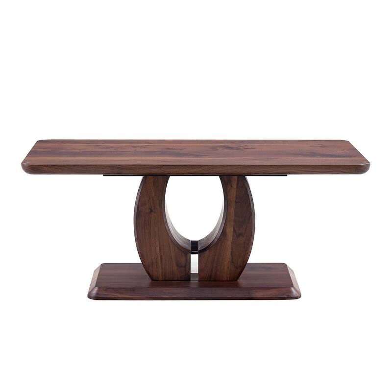 Roomfitters Walnut MDF Coffee Table with Dark Brown Texture, Rectangular Minimalist Side Table for Cozy Interiors, Walnut