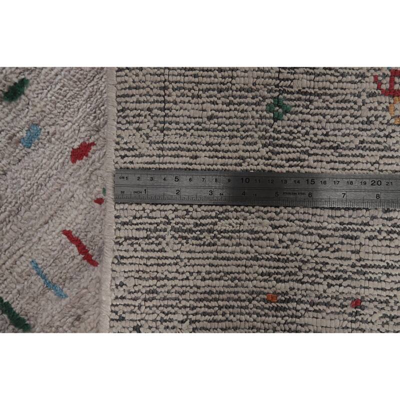 Hand Knotted Oriental Viscose Silk Carpet Tribal Animal Pictorial Beige & Ivories Gabbeh Area Rug - 11' 8'' X 9' 0''