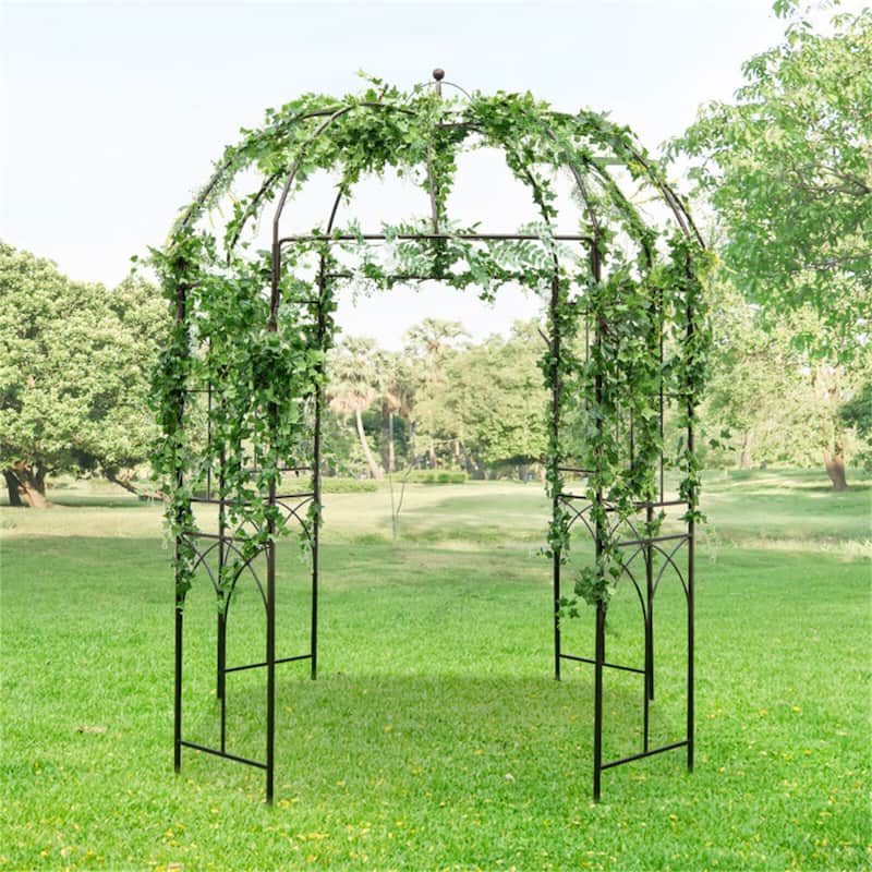 Bronze 8.4 x 7 Feet Wide Birdcage Shape Garden Arbor - Bronze
